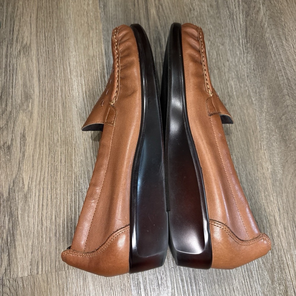 SAS Leather Slip On Shoes 9 M Weave Loafer Chestnut Brown Tripad Comfort - Picture 6 of 12